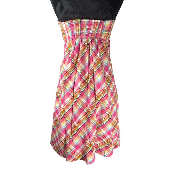 Lilly Pulitzer Vtg 4 Gweneth Madras Plaid Strapless Dress Smocked Coastal Preppy - Picture 2 of 11